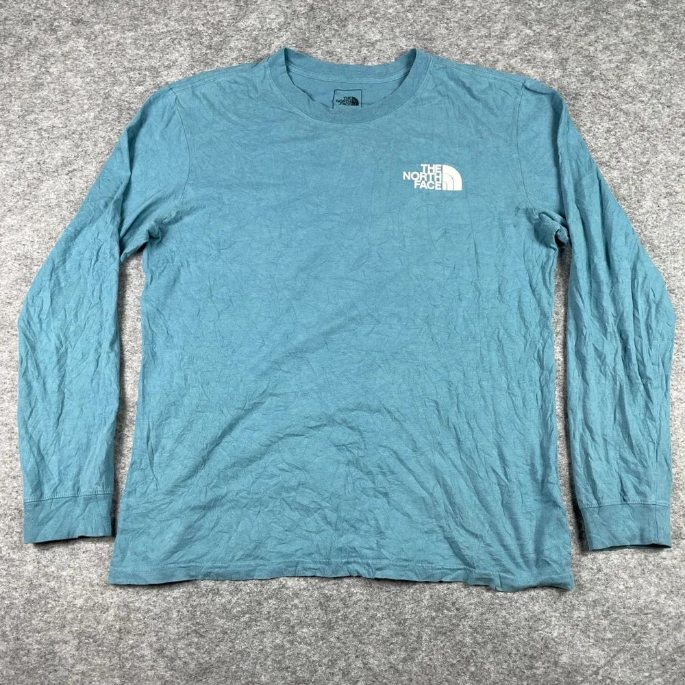 The North Face T-Shirt Mens L Blue Long Sleeve Never Stop Exploring Box Tee